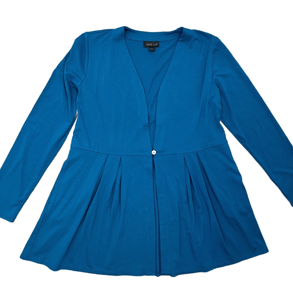 J. Jill Vibrant Blue Teal Women's Fit & Flair Jersey Knit Cardigan Jacket | S